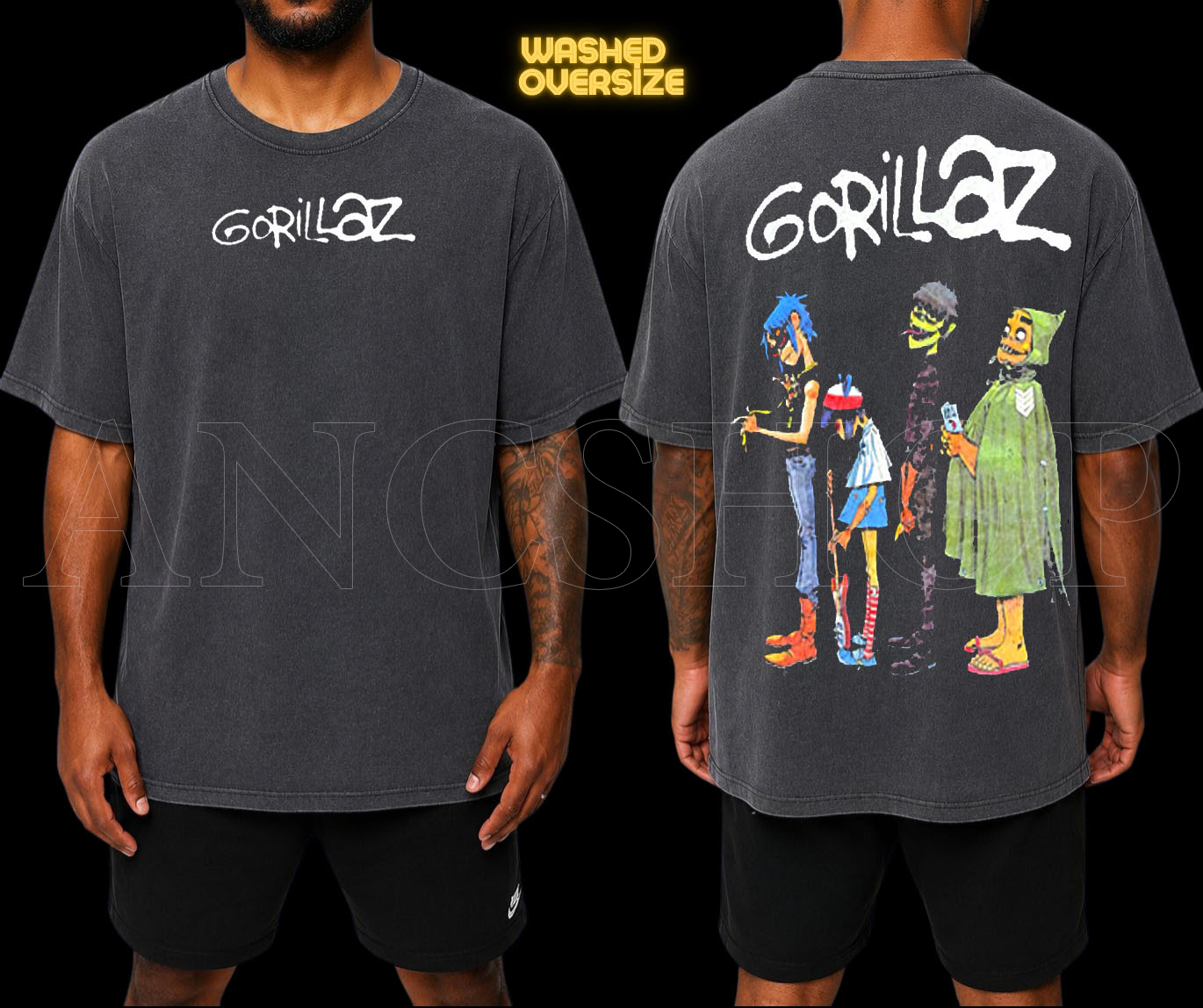 GORILLAZ KOYU GRİ RENK TSHİRT