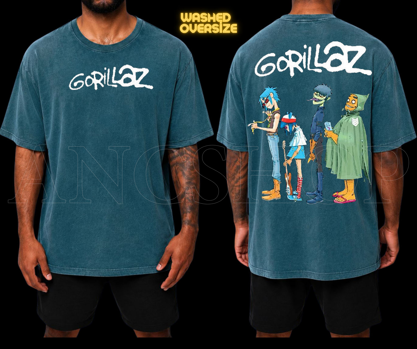 GORILLAZ YEŞİL RENK TSHİRT